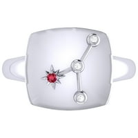 Бижута рак рак дизайн Рубин скъпоценен камък и диамант съзвездие печат пръстен-Предлага се в сребърни пръстени за специален повод
