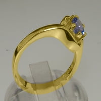 Британски направени 9к жълто злато естествен Танзанит Дамски годежен пръстен - Опции за размер-размер 9.25