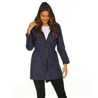 Дълго дъждовно яке за жени Лек дъждовен палто с качулка активни якета на открито цип водоустойчив вятър