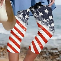 Ерзази Ден на независимостта клирънс 4 юли дамски летни случайни ластик печатни изрязани панталони Червен М