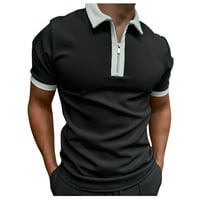 тениски мъжки ежедневни цип завой надолу яка блуза твърди къс ръкав върхове риза