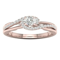 3 4к ТДВ диамант 14к Розово злато байпас годежен пръстен