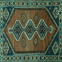 Ahgly Company Indoor Square Persian Turquoise Blue Traditional Area Cugs, 3 'квадрат